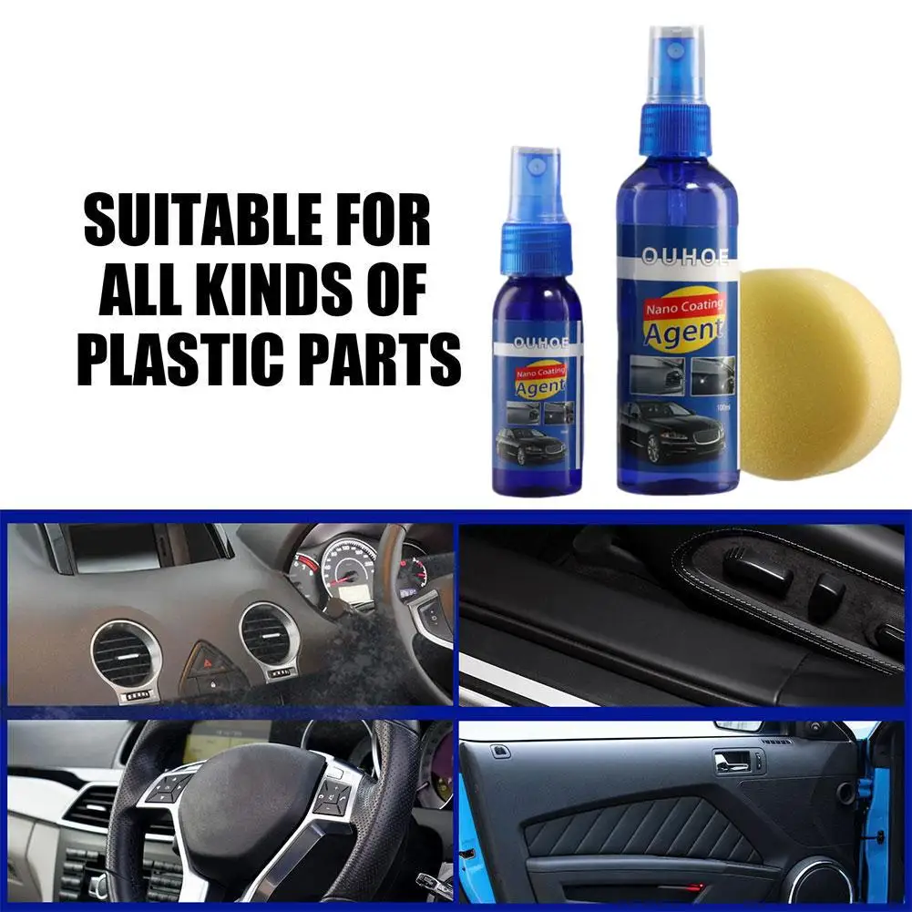 

Car Repair Agent For Car Oil-free Wax Repair Agent Plastic Refreshing Coating Kit With Sponge Plastic Repair Coating Agent P6Y3