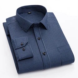 Camicie formali sociali maschili 8XL Camicia a righe scozzesi tinta unita Camicia con bottoni Abito da uomo Camicia casual a maniche lunghe per uomo Streetwear