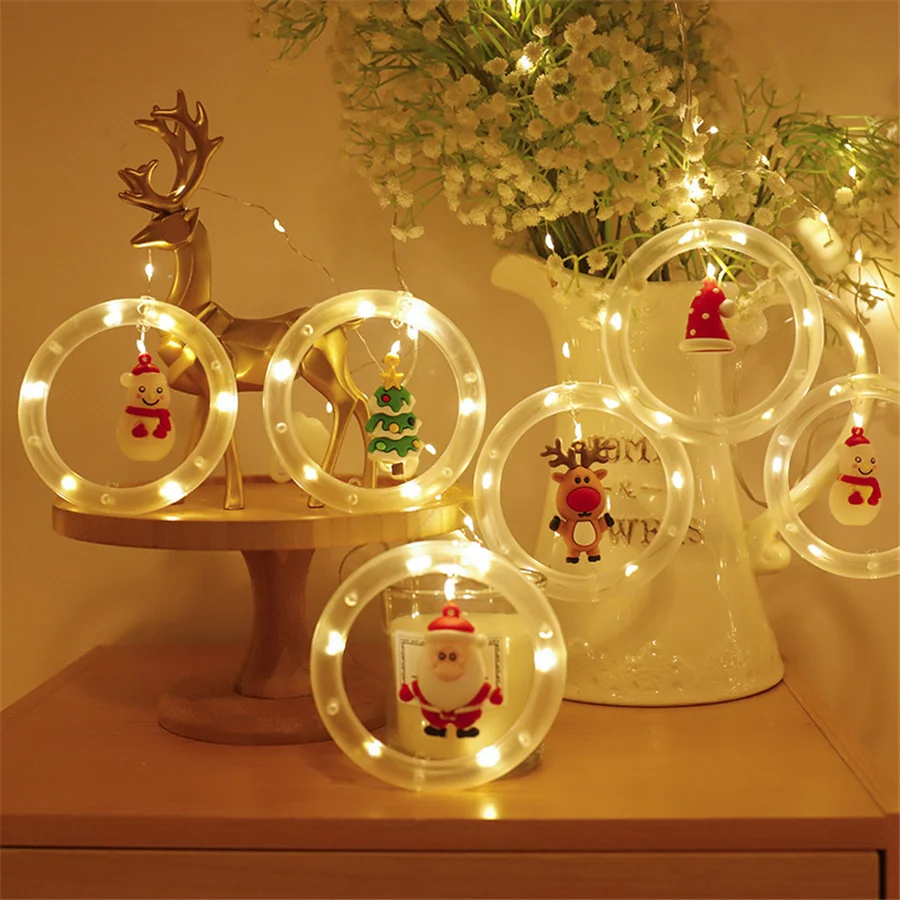 TIRVOSE ใหม่ 3M LED Christmas Curtain String Light USB Elk Snowman Fairy ไฟ Garland สําหรับงานปาร์ตี้งานแต่งงานตกแต่งวันหยุด