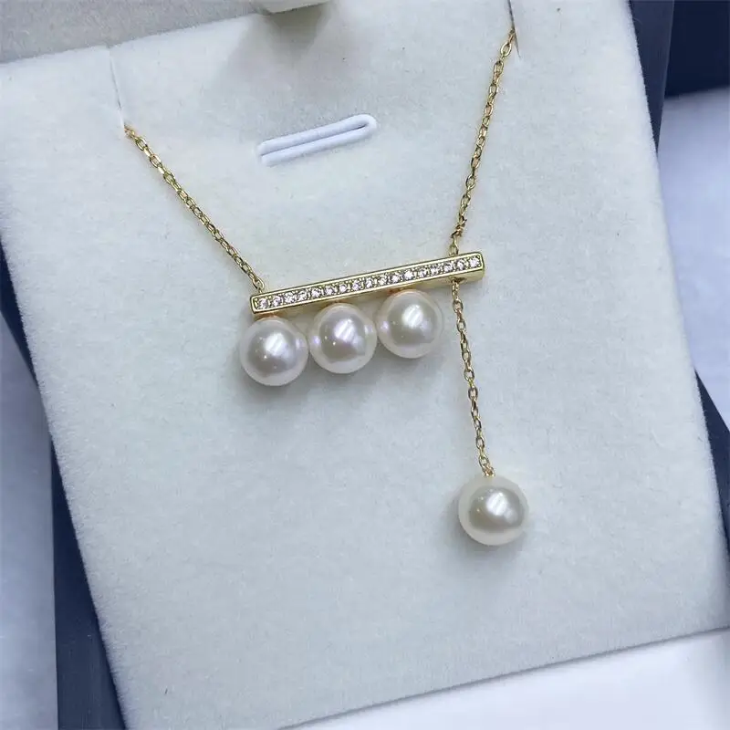 

Элегантное ожерелье Y-образной формы с несколькими жемчужинами, скользящая цепочка-лариат из стерлингового серебра 925 пробы, золото/серебро, эффектные женские украшения