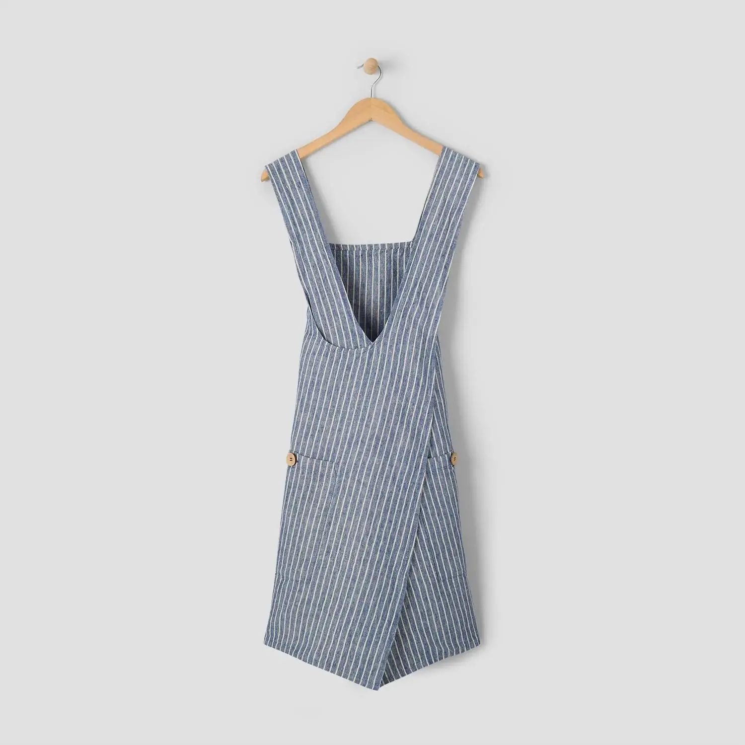 Stripe Linen Smock Apron, Blue