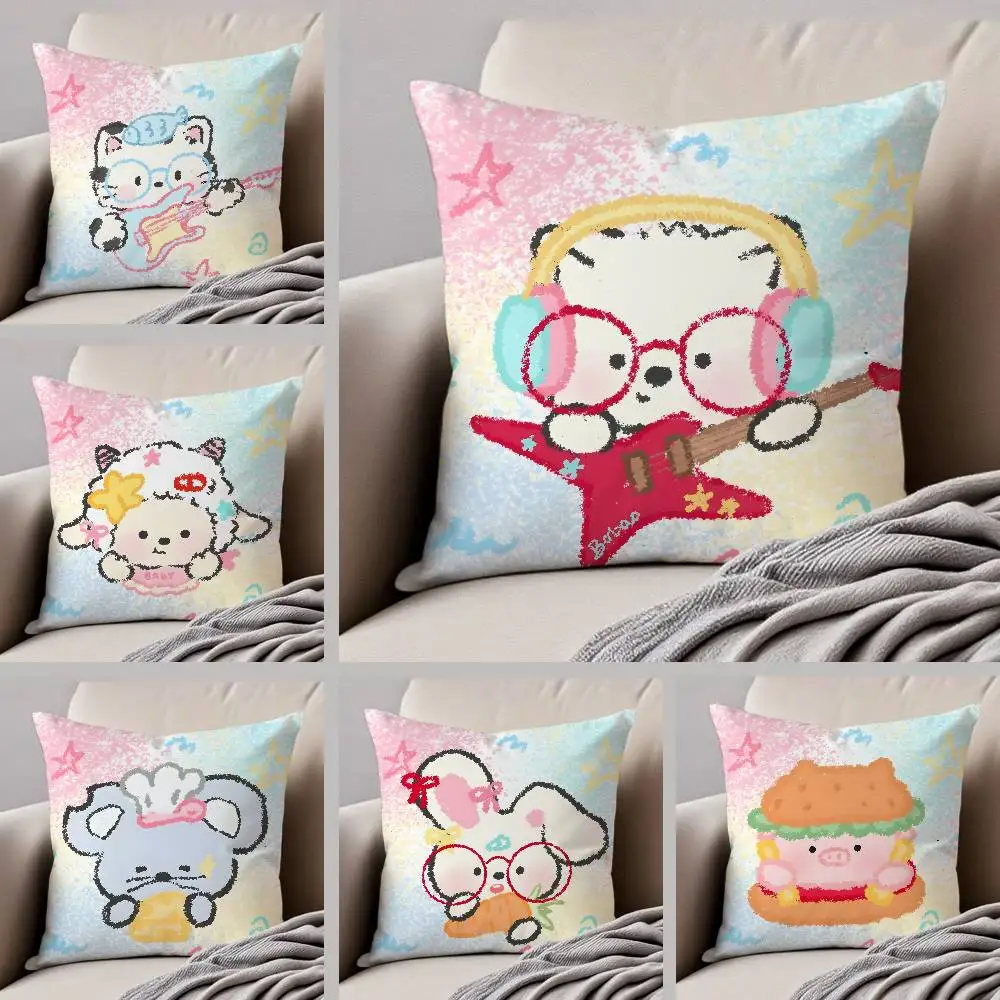 حيوانات زودياك مع القيثارات كيس وسادة مكافحة الغبار المخدة غير مرئية سستة حريري قصير أفخم غطاء وسادة أريكة #1