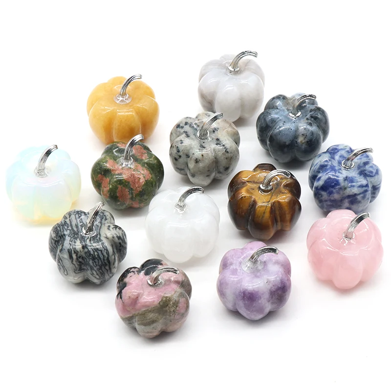 1.2Inch Crystal Pumpkins Figurines for Home Living Room Bedroom Decoration Gifts Handmade Carved Gemstone Crafts