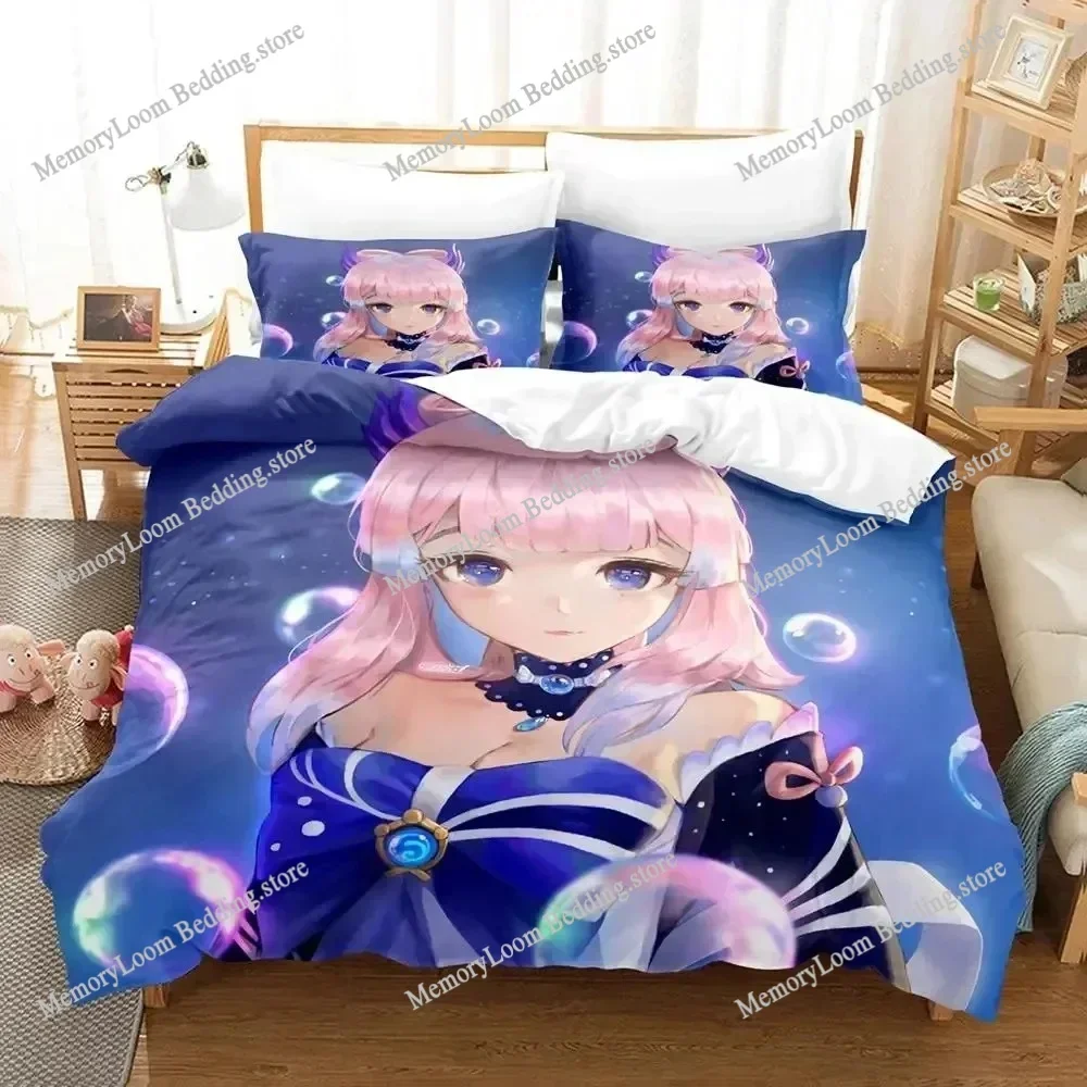 

Genshin Impact Sangonomiya Kokomi Fun Cartoon Poster Sheets Quilt Covers Bedding Dormitory Soft Warm Cozy Breathable Bed Sheet