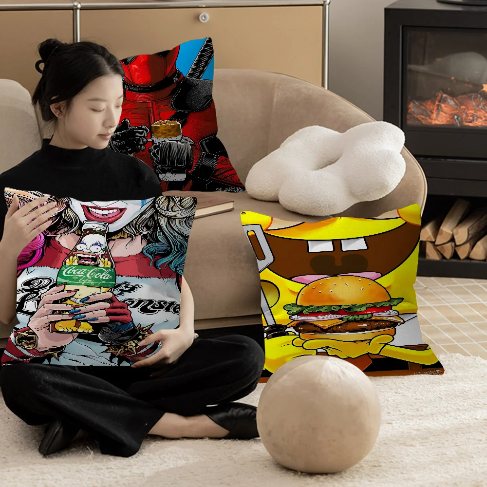

Fictional Food Art Pop Office Cushion Pillowcase Car Cushion Cover45X45CM Lumbar Pillowcase Sofa Pillowcover
