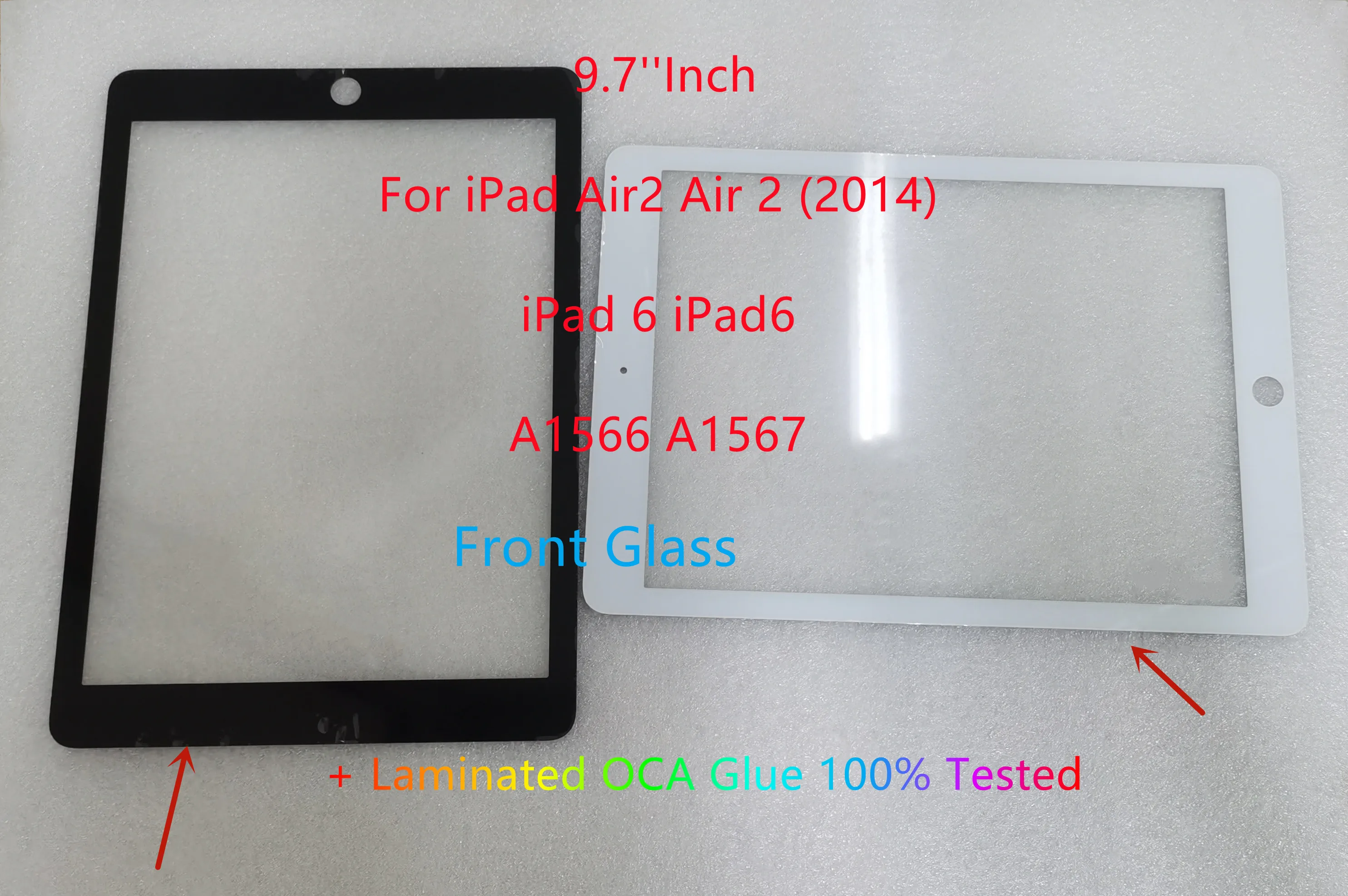 

Новый 9,7-дюймовый для iPad Air2 Air 2 (2014) iPad 6 iPad6 A1566 A1567 Сенсорная стеклянная передняя стеклянная панель + ламинированный клей OCA 100% протестировано