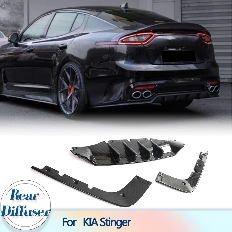 Car Rear Bumper Diffuser Lip Spoiler for KIA Stinger GT EX Hatchback 4-Door 2018-2022 Carbon Fiber Rear Diffuser Lip Body Kit