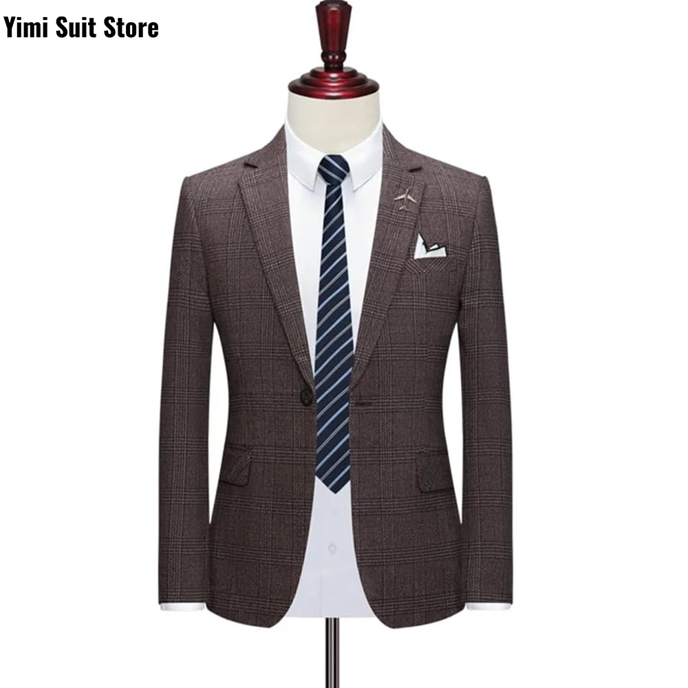 الرجال البدلة مجموعة منقوشة 3 قطع شال التلبيب واحدة الصدر الدعاوى لحفل زفاف العريس الأعمال الزفاف الذكور الملابس سترة سترة بانت #2