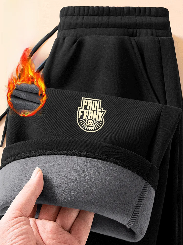 

Men's Fce Lined Thiened Casual Pants Winter Warm Bla Heavyweight Straight Leg Trousers Youth Leisure Long T...