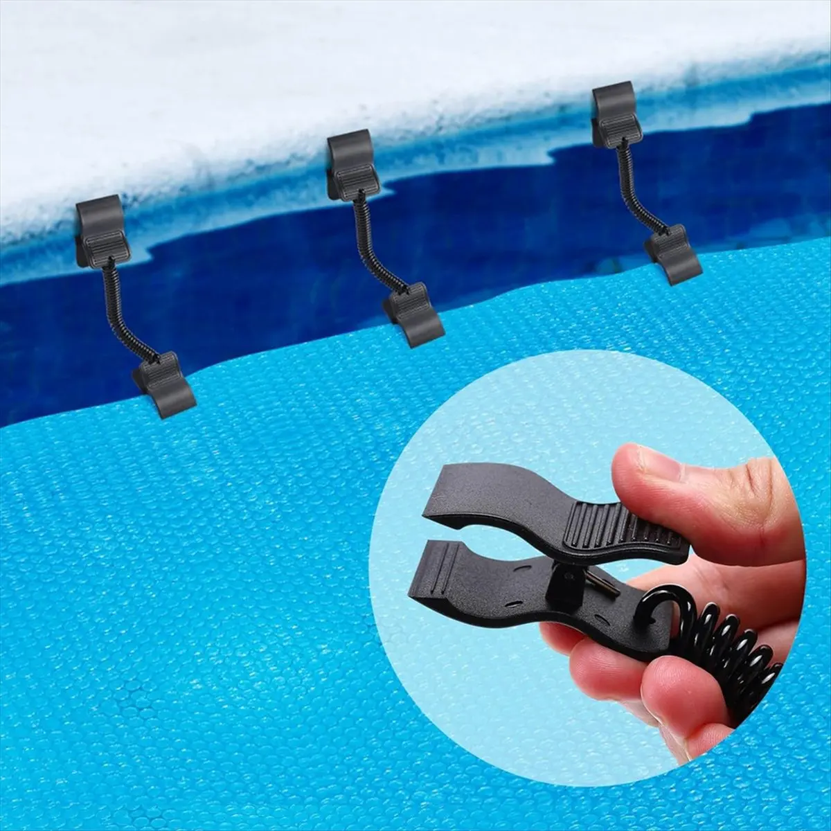 MALL 12 Pcs Swimming Pool Cover Clips for Above Ground Pools Solar Cover Reel Attachment Kit Wind Guard Swimming Pool Cover