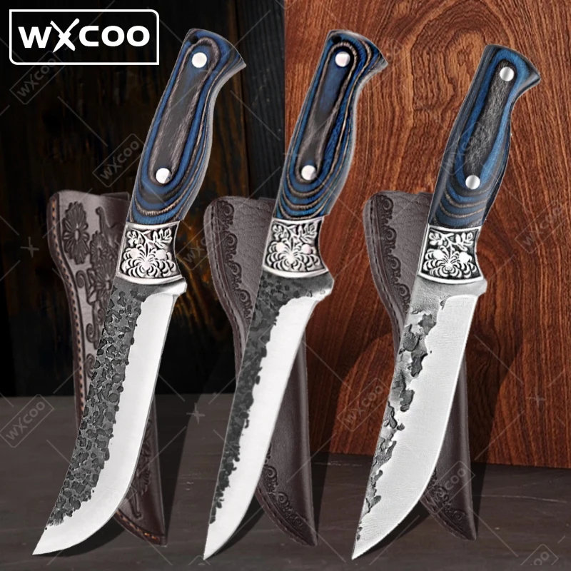 

WXCOO Ultra-sharp Boning Knife Stainless Steel Forged Kitchen Knives Meat Cleaver Butcher Beef Lamb Cutting Knife Fruit Peeler