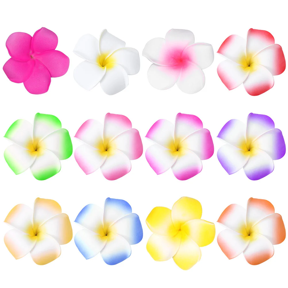 12 Pcs Simulated Plumeria Headdress Hair Clips for Thin Women Decorative Headgear Hawaiian Flower Metal Luau Travel