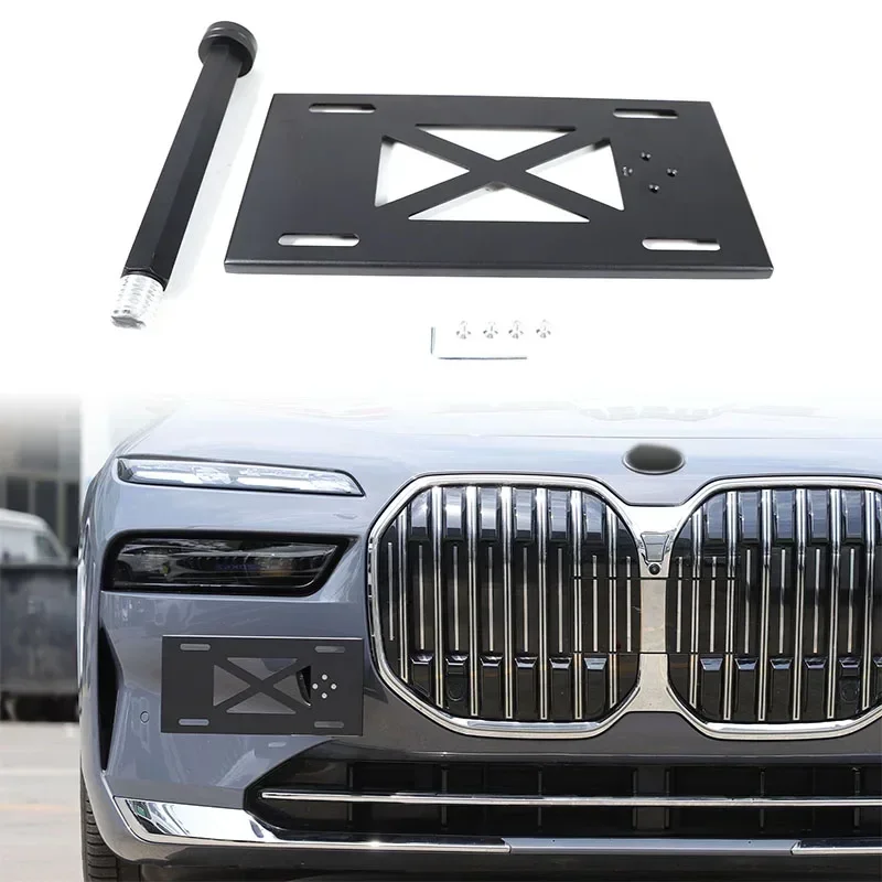 For BMW 7 Series 2023-2024 Aluminum Alloy Black Car Front Bumper License Plate Holder Car Accessories