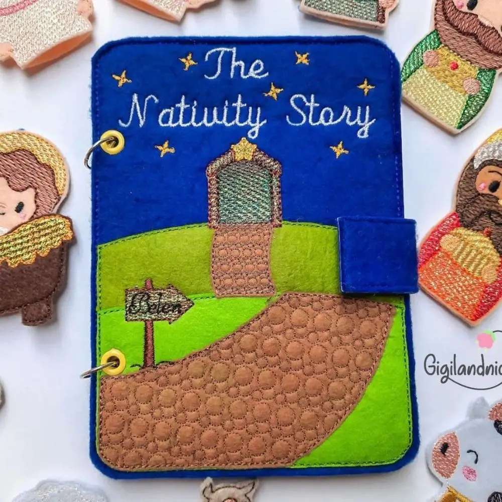 Bible Nativity Puzzle Felt Book Educational Learning Bible Nativity Quiet Book Handmade Cartoon Early Learning Educational Book