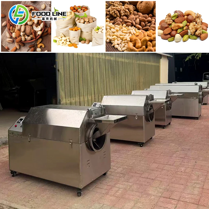 Adjustable Heating Temperature Stainless Steel Drum Nut Cocoa Bean Roasting Machine