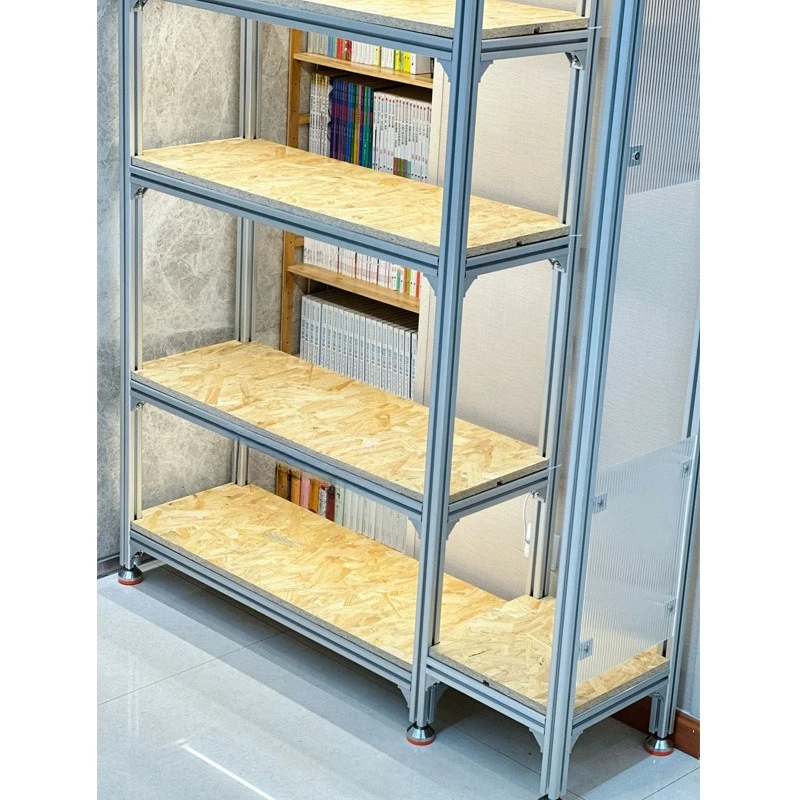 Creative Living Room Floor Office Partition Bookcase Display Shelf Aluminum Profile Book Material Shelf