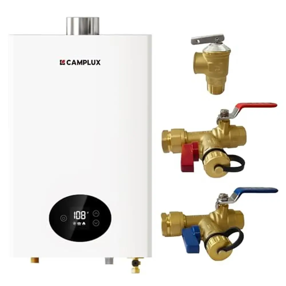 Gas Tankless Water Heater 4.22 GPM On Demand Propane Hot Water Heating System with Anti-Freeze Feature UL-Approved Plug 1/2 NPT