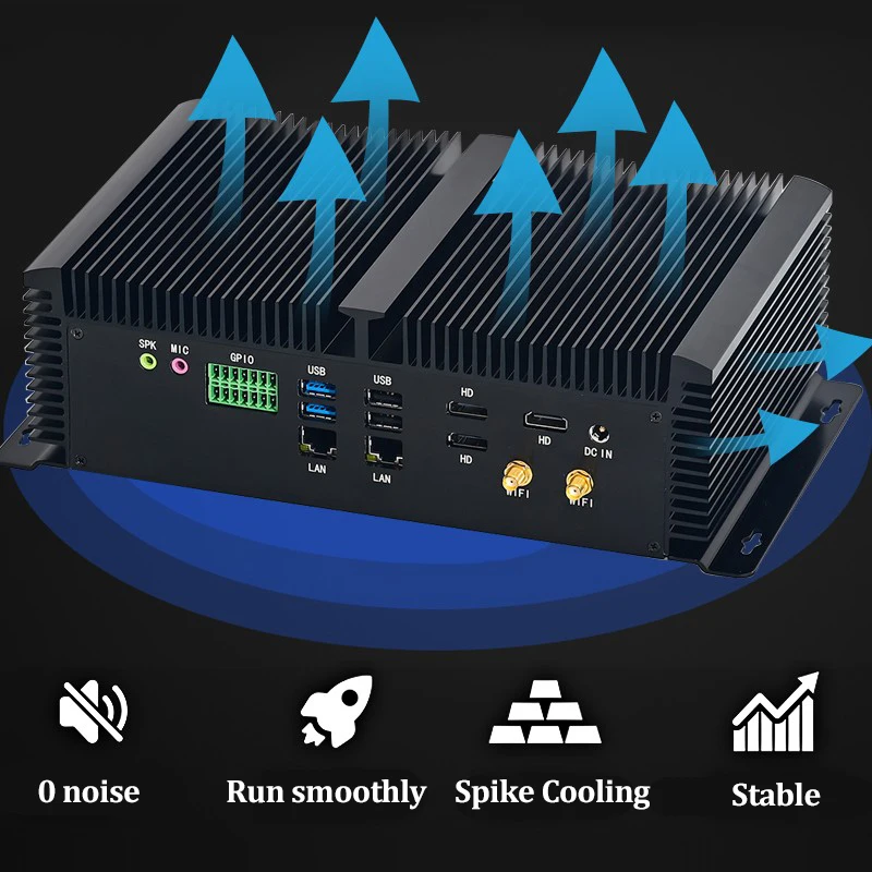 Industriële computer van de 13e generatie i5-1335U/i7-1355U 8 COM 3 * LAN 2 * HDMI 1 * DP RS232,422,485 COM USB WIFI industriële pc