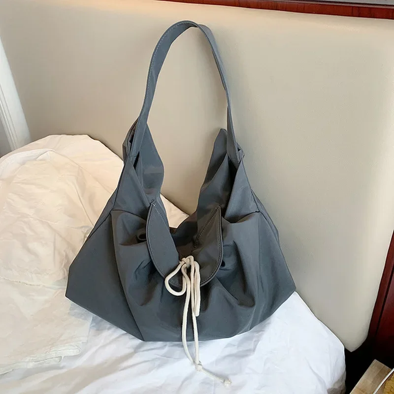 Single Shoulder Handbag Summer New Style Leisure Large-capacity Flip Diagonal Bag Cloth Bag Niche Design Drawstring Cloth Bag