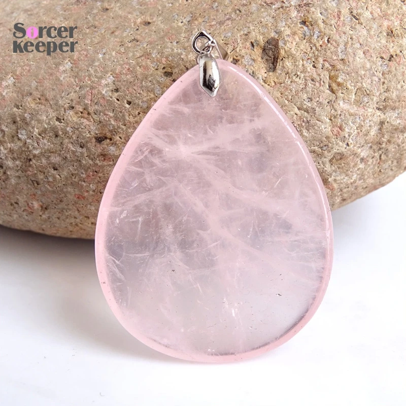 Real Natural Rose Pink Quartz Crystal Gem Stone Beads Pendant Necklace For Women\'s Jewelry Making Healing Minerals 01007