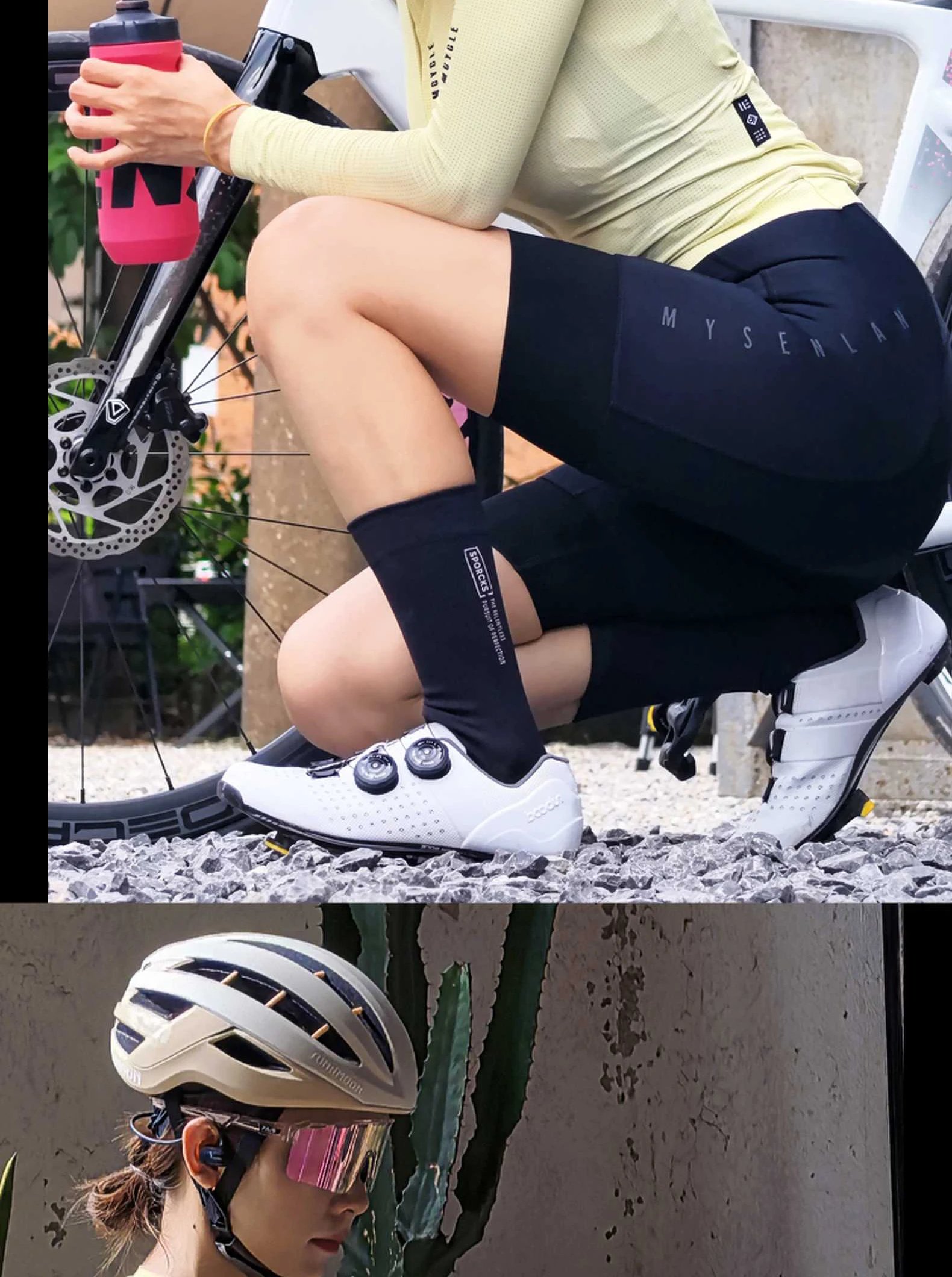 Sporcks Bunte, hochreflektierende Radsocken, Fahrradsocken für Rennrad, Mountainbike, Sportsocken, atmungsaktiv, verschleißfest, bequeme mittelhohe Socken, Sr-03 – Detail 8