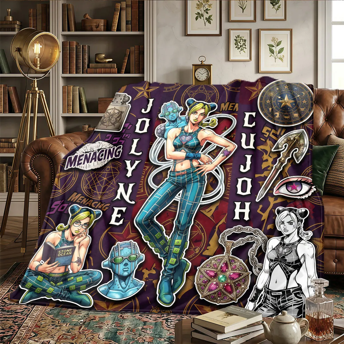 JoJos Bizarre Adventure Patterns Home Blanket Lightweight and portable for Naps Sofas Warmth and Comfort Christmas Gifts -HE45