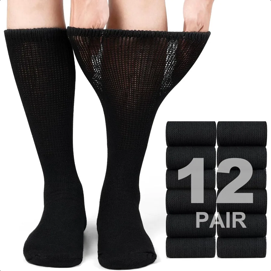 Calzini per diabetici Appd per medici per uomini e donne, top ampio e largo per l'equipaggio