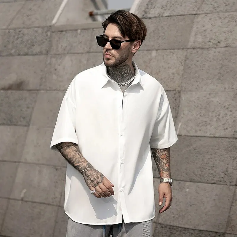 Men\'s New Summer Business Shirt Fashion Flip Collar Mature and Versatile Short Sleeved Shirt