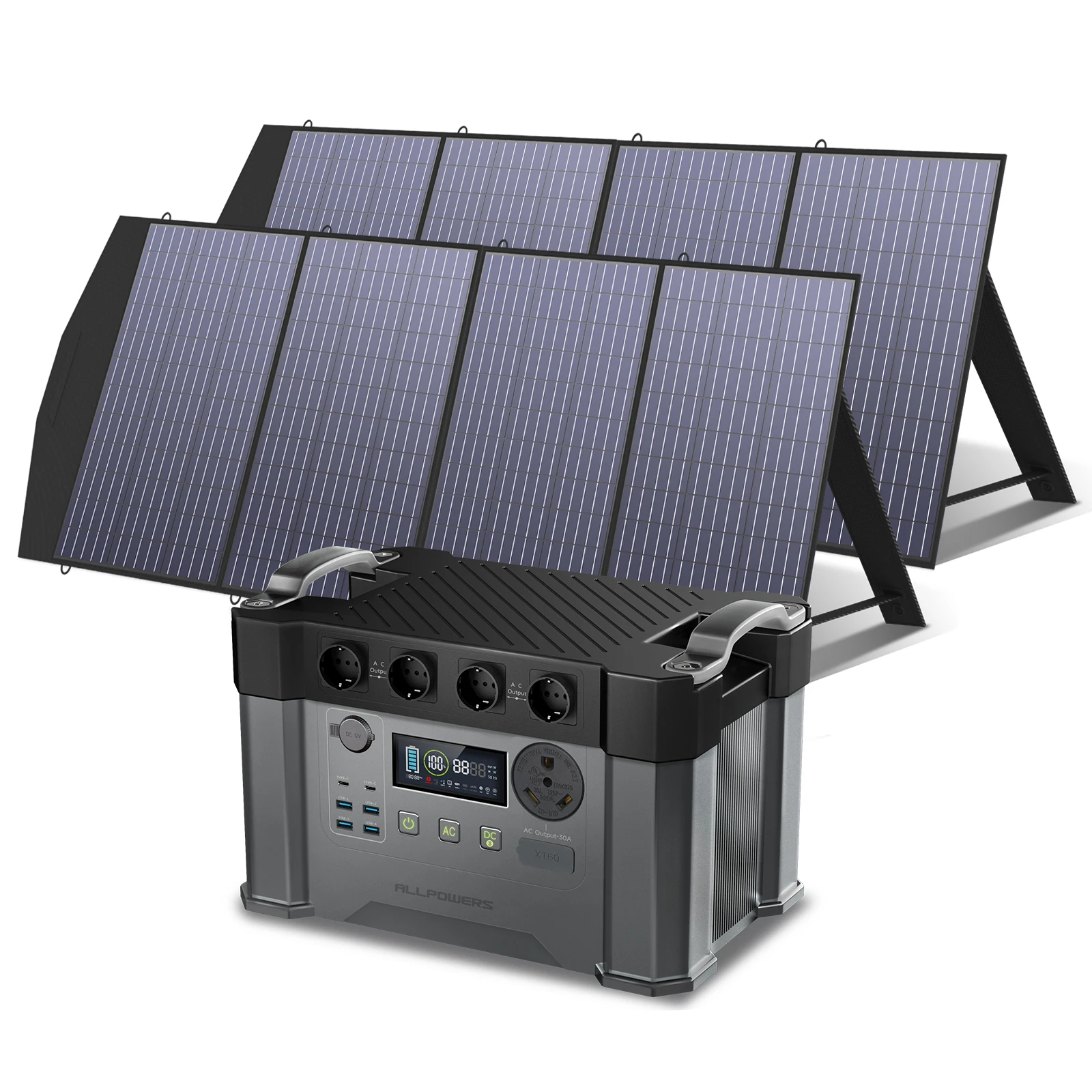 ALLPOWERS Solar Generator 1500W / 2400W Portable Power Station & SP033 2×200W Solar Panel for Power outage Emergency RV Camping