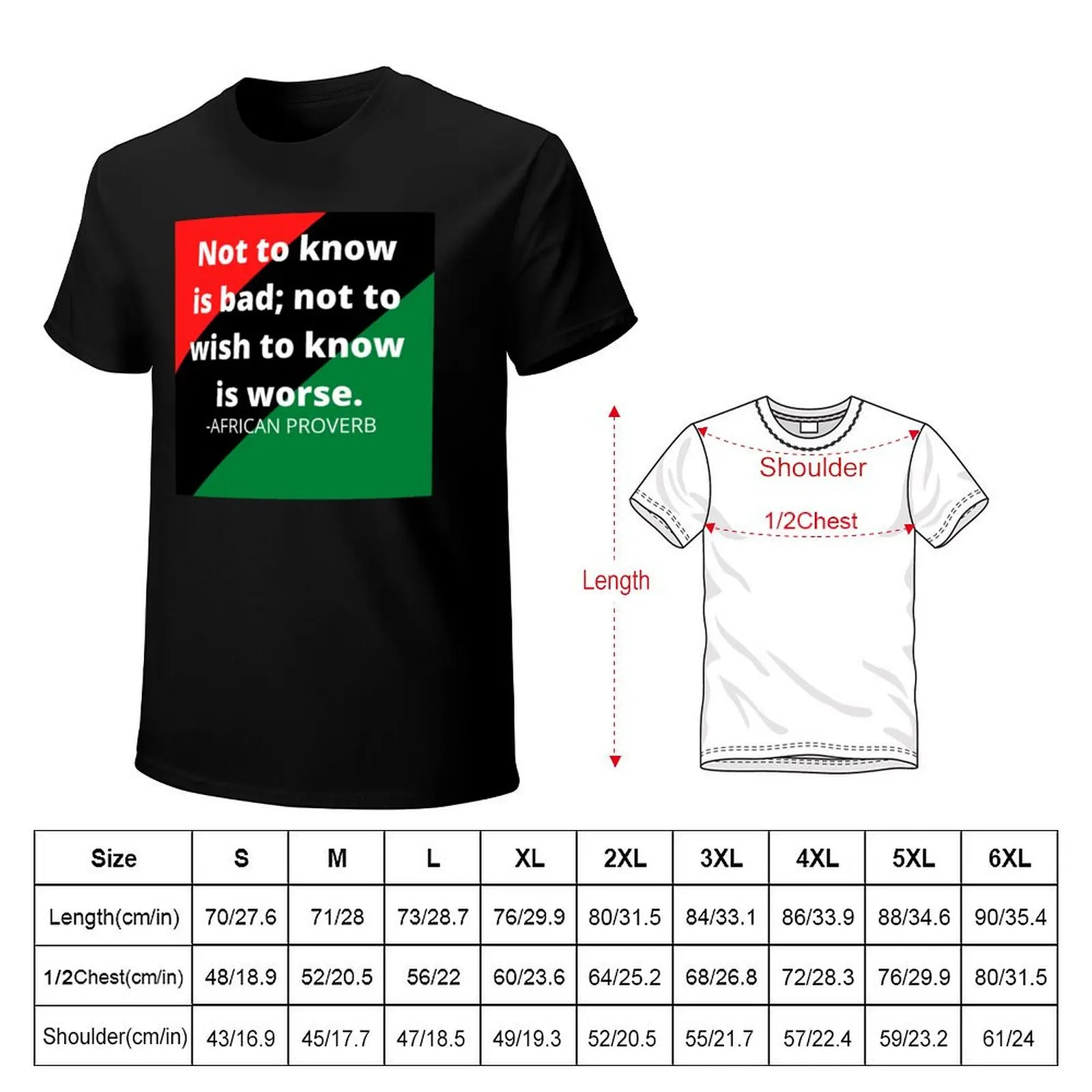 African Proverb: Not to know is bad; not wishing to know is worse T-Shirt Lightweight Basic Short Sleeve Shirt