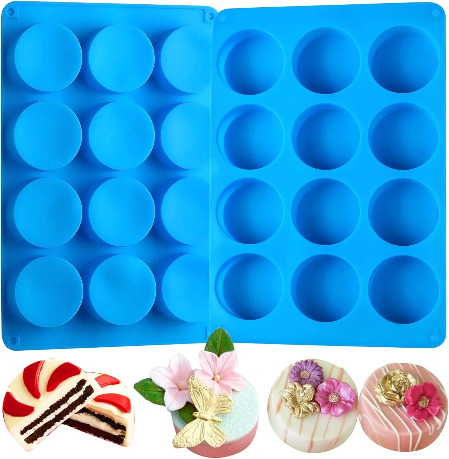 Molde de silicona para galletas Oreo, cilindro redondo de 12 cavidades para dulces, mini pasteles y gelatina, 2 uds.
