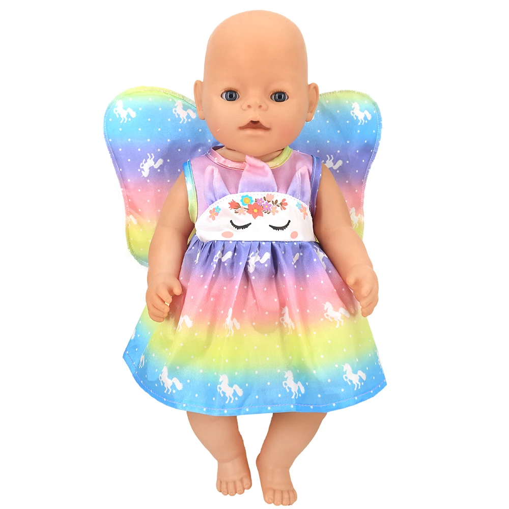 Doll Unicorn Cartoon Clothes for 17-18 Inch Doll 43cm Baby New Born Clothes 18 Inch Doll accessories Holiday And Birthday Gift