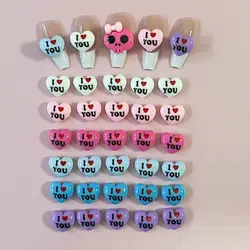 10Pcs 2025 New 3D Kawaii Y2K Dopamine Pink White Heart I Love You Valentine's Day French Acrylic Ballet Coffin Nail Art Charm