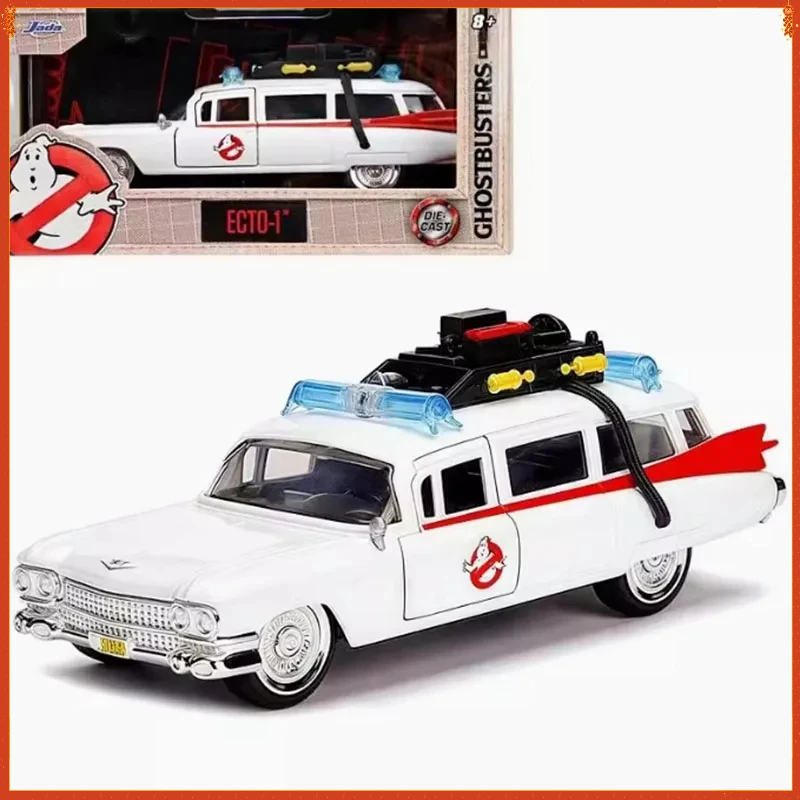 

American Authentic Jada 1:32 Cadi ECTO-1 White Simulation Alloy Car Model Static Decoration Collectibles Gift Toys