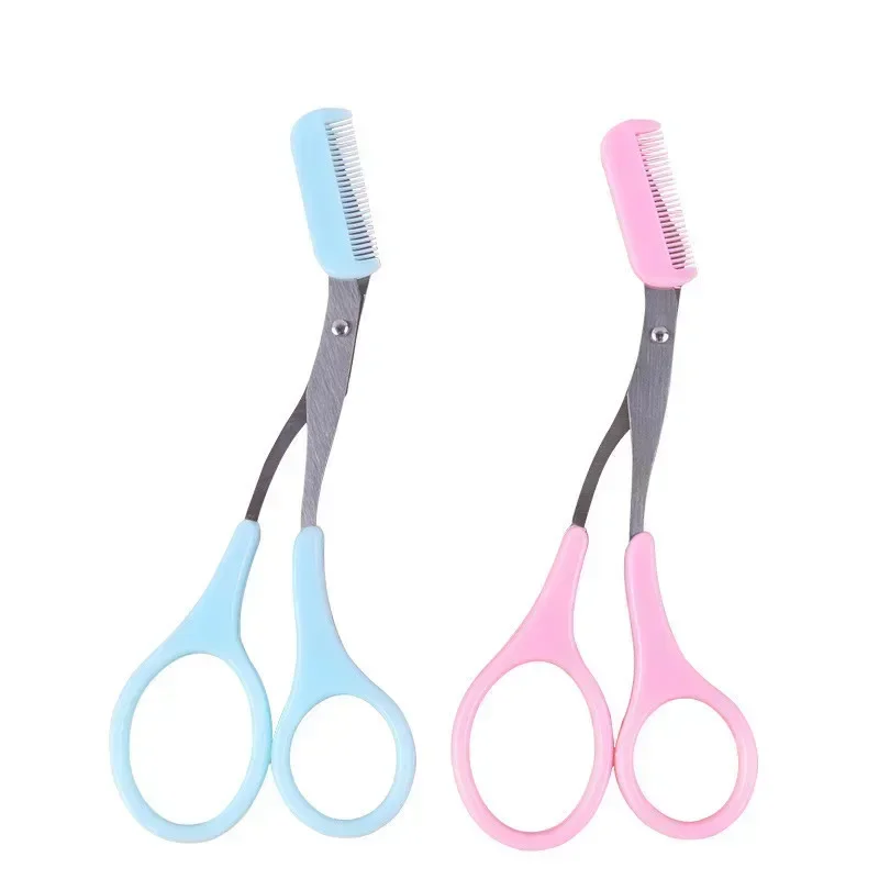 1Pcs Safe Eyebrow Trimmer Stainless Steel Eyebrow Scissors with Comb Hair Removal Shaver Eyebrows Shaping Makeup Tool