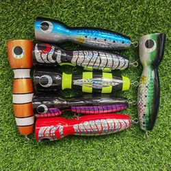 MUKUN 1pc Wooden lure fishing popper Topwater Handmade Fishing Trolling Baits Spitter GT Surface Popping Lures durable swimbait