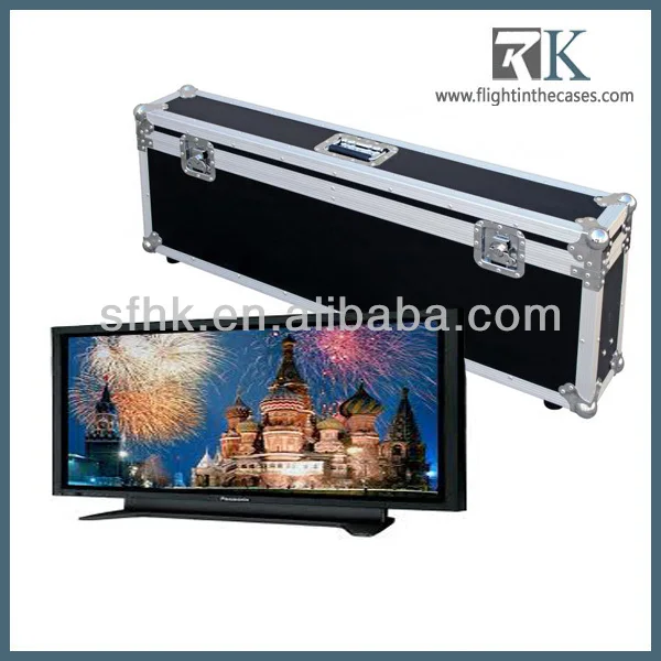ATA Flight Case, 52-65 Inch Heavy Duty Aluminum 12mm Plywood Plasma TV Road Case, with Hydraulic Lift for Dual 52 65 Inch LCD