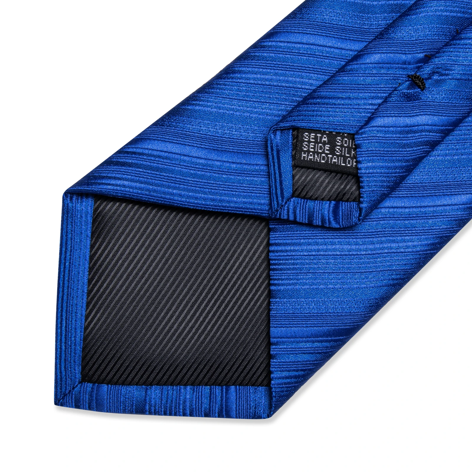 Royal Blue Solid Striped Men\'s Tie Set with Metal Ring Handkerchief Cufflinks Wedding Prom Men Accessories 8cm Necktie Gift