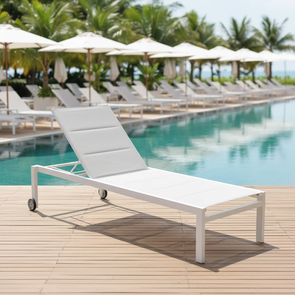 xx-Outdoor Sun Lounger for Hotel Resort Supporting Engineering Projects Durable Aluminum Stackable Comfortable Pool Lounge Chair
