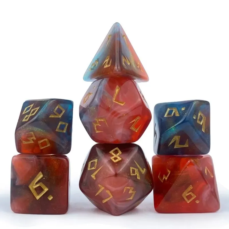 

7 шт./лот, набор кубиков, разноцветные цифры D4 D6 D8 D10 D12 D20, многогранные кубики для ролевых игр, DND, RPG, TRPG, набор кубиков для настольных игр