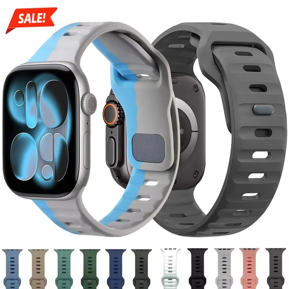 

Силиконовый ремешок для Apple Watch Ultra 3 2 1 Band 49 мм 11 10 42 мм 46 мм 9 8 7 45 мм 41 мм Спортивный браслет IWatch 6 5 4 SE3 40 мм 44 мм