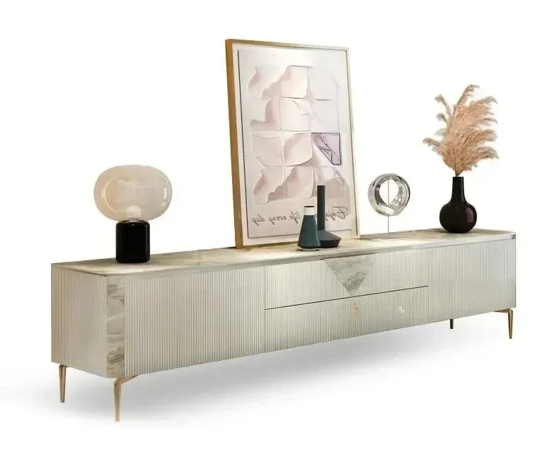 

Italian Style Minimalist Floor For Living Room Furniture Light Luxury Glossy Gray Design 1.8m Tv Stands