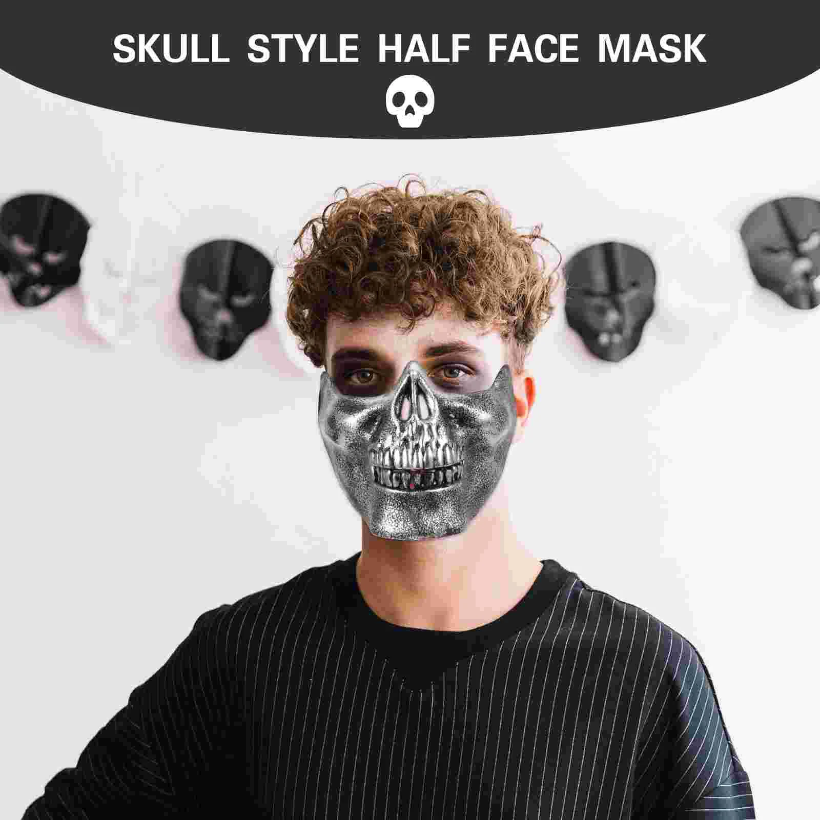 Masquerade Mask Skull Style Halloween Aldult Half Face Unisex Adult Silver Men and Women