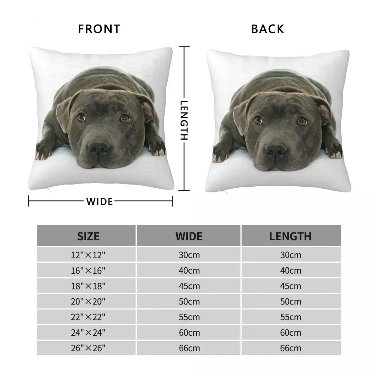 Staffordshire Bull Terrier Cute Pillowcase Polyester Linen Velvet Pattern Zip Decorative Car Cushion Cover 18