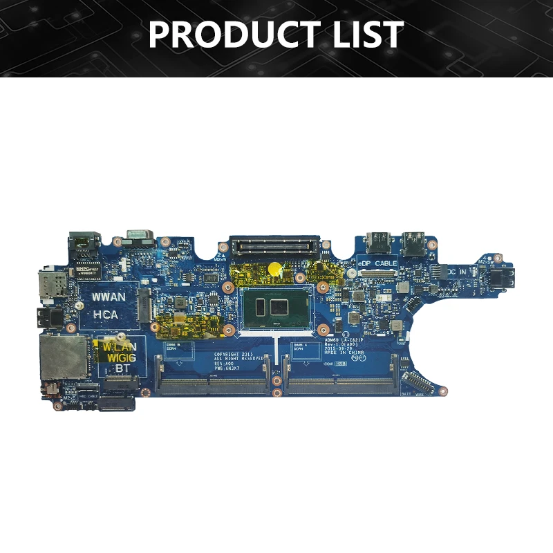 ADM60 LA-C621P Mainboard For Dell Latitude 5270 12 E5270 Laptop Motherboard With i5-6300U CN-0DV5YH DV5YH Tested