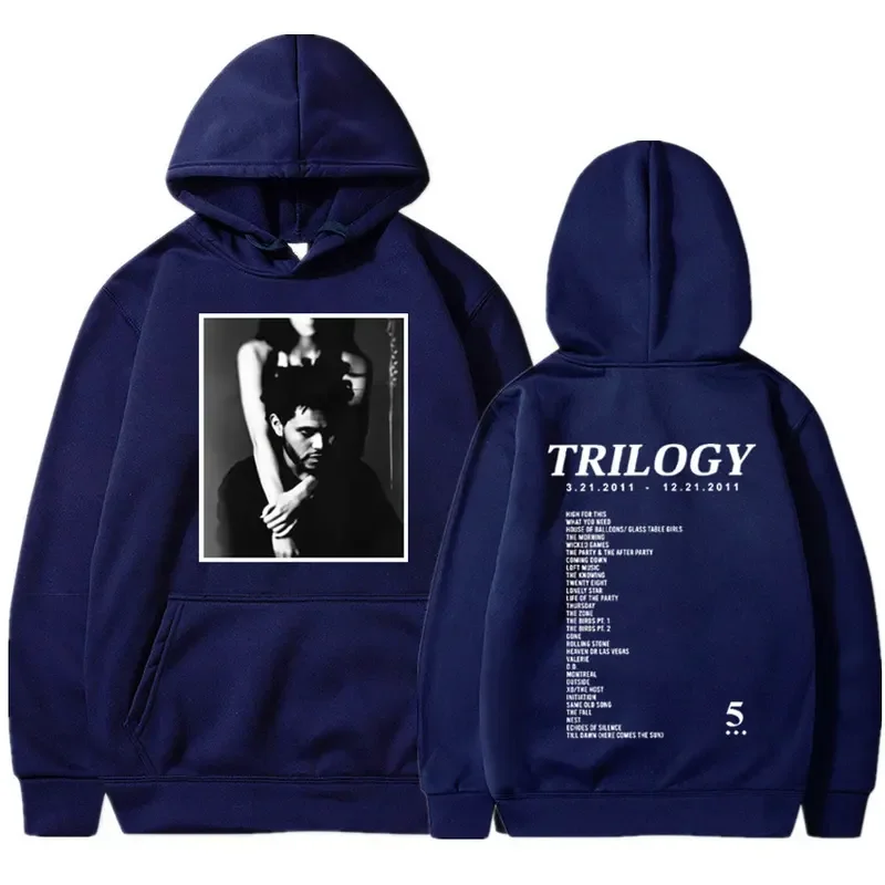 The weeknd Trilogy Music อัลบั้ม hoodie hip hop ผู้ชายผู้หญิง, สเวตเชิ้ตแขนยาวโอเวอร์ไซส์ลำลองแนวสตรีทแวร์มีฮู้ดสำหรับผู้ชาย