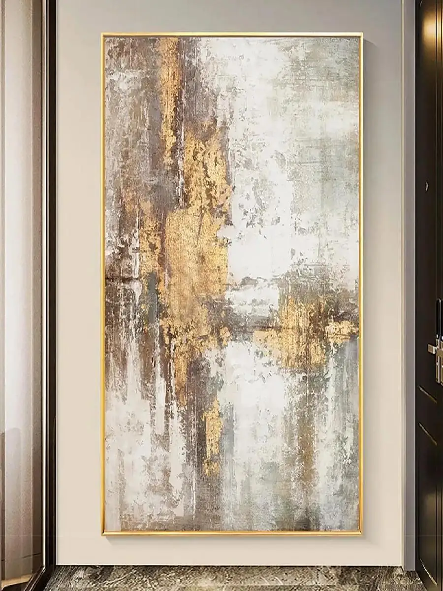 Modern Abstract Gold Beige Handmade Oil Painting Art for Wall Decor  Poster Prints Decor