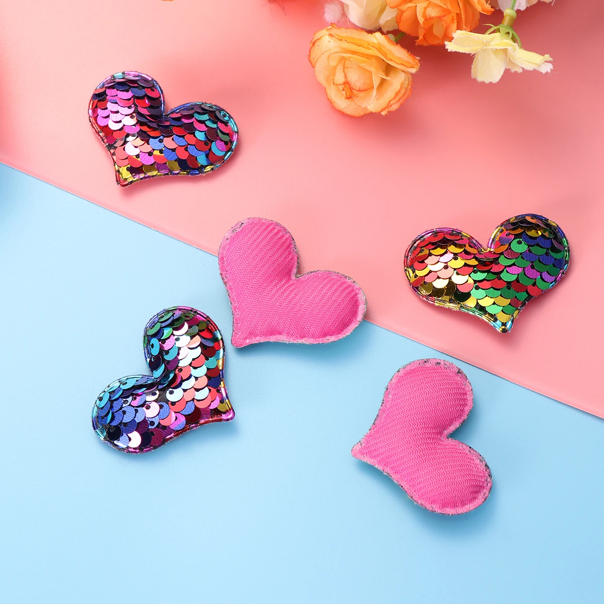 

5 Pcs Sequins Heart Accessary DIY Headb Material Heart Shape Decoration Hairpin Craft Supplies Sewing Embellishments