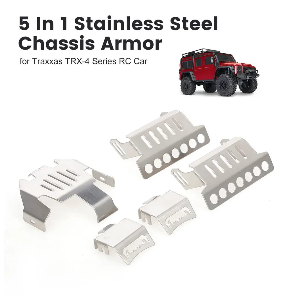 

5 In 1 Stainless Steel Chassis Armor Protection Anti-crash Plate Kit for Traxxas Series RC Car