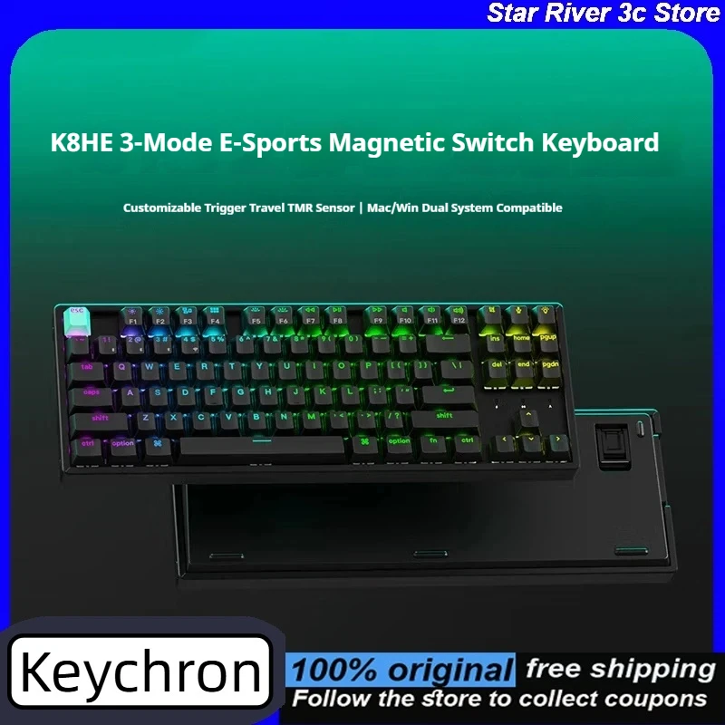 

Keychron K8HE Bluetooth Wireless Keyboard Magnetic Switch 4000mAh Battery RGB PBT Keycaps Hot-Swap Ergonomic Gaming Keyboards PC